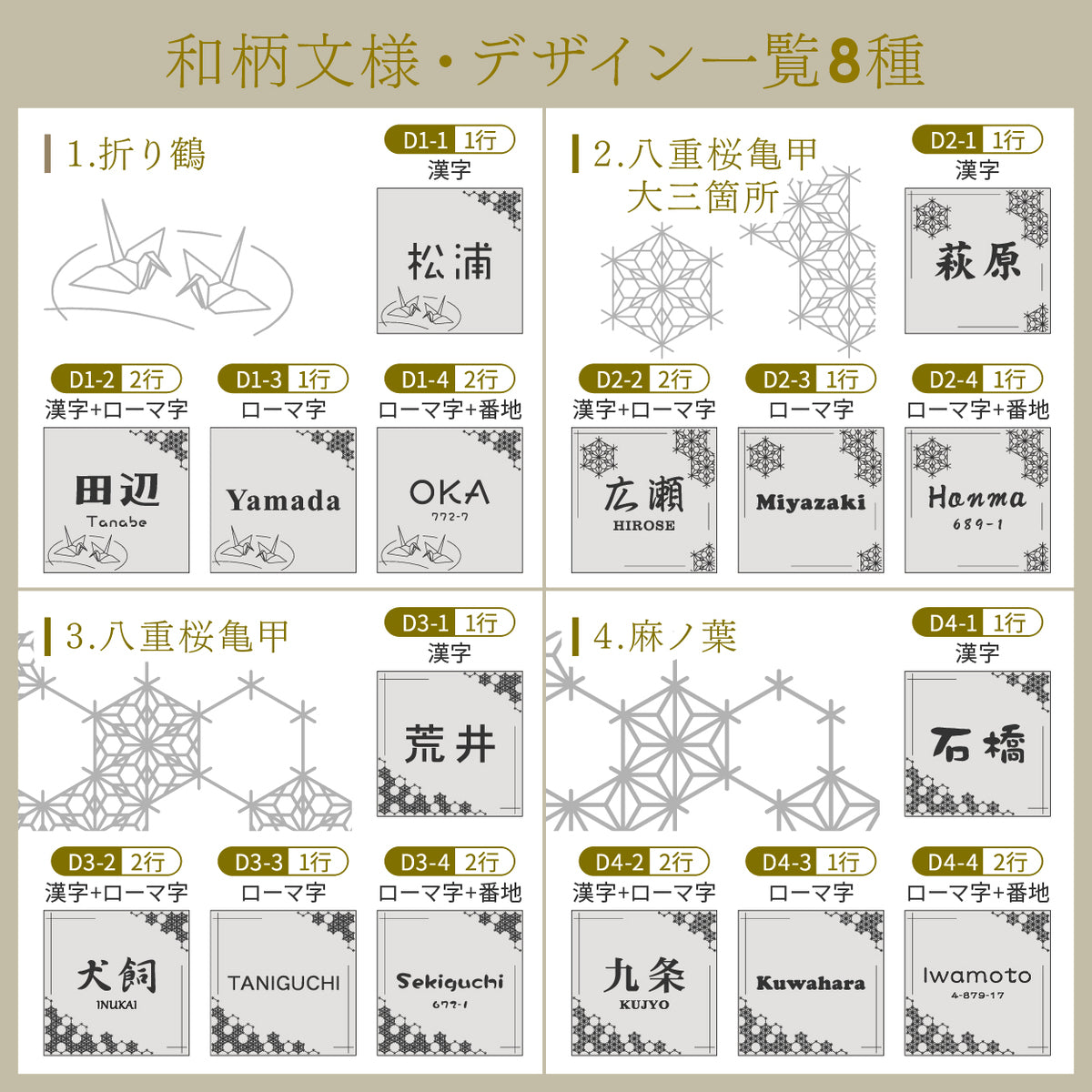表札 風水 プレート おしゃれ 和風 SS-LL シルバー ゴールド ブロンズ ステンレス調 黄綬褒章 現代の名工 縁起の良い表札 和柄 運気UP ポスト ドア 外壁 門柱 正方形 アクリル製 屋外対応 日本製 防水 シール式 (配送2)