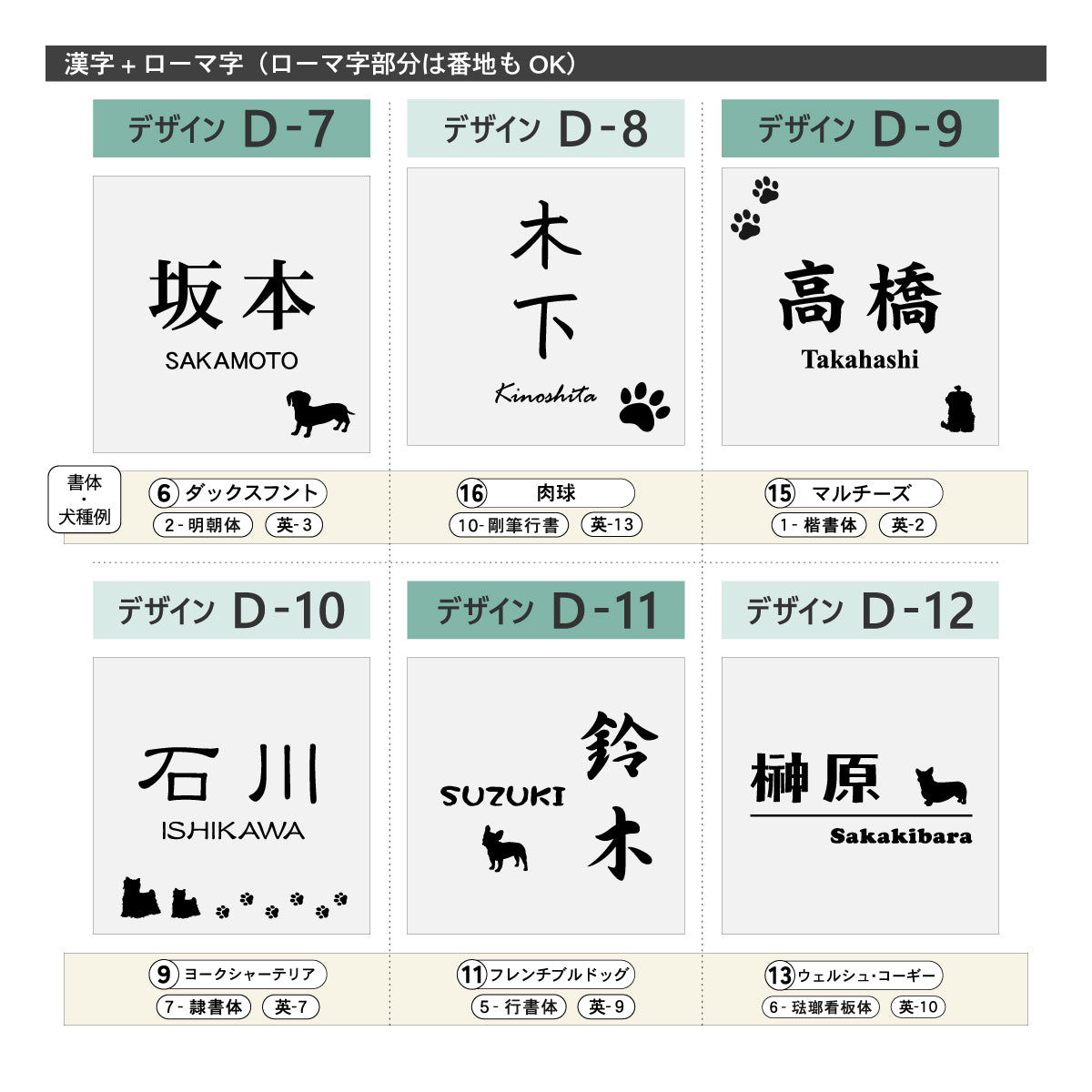 【~12:00注文で当日発送】表札 犬 プレート シルエット【選べる犬種】SS-LL 4色 トイプードル チワワ ダックス 柴犬 ポメ シュナ ヨーク シーズー フレンチブル コーギー パグ ゴールデン マルチーズ いぬ ステンレス調 木目 日本製 旧字 アクリル 屋外 四角 番地 (配送2)