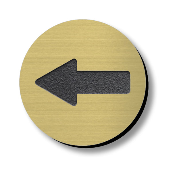 矢印 ドアプレート サイン 丸型 真鍮風 ゴールド やじるし マーク 小さい 丸い おしゃれ サインプレート 円形 ドアや扉 トイレマークと一緒に Arrow Sign 方向 進行方向 案内表示 金 屋外対応 シール式 (配送2)