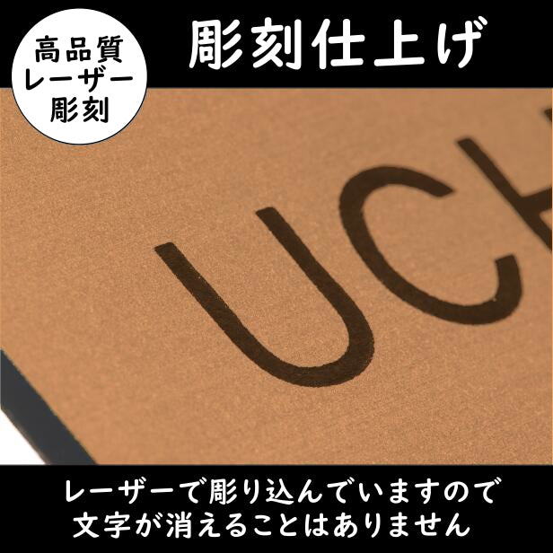 表札 銅板風 ブロンズ 180×60 シンプルで飽きのこないオシャレ表札 シール式で取付けも簡単 マンション ポスト 戸建 ネームプレート 室名札 シール式 プレート 銅 看板 外壁 門柱 アクリル製 レーザー彫刻 長方形 (配送2)