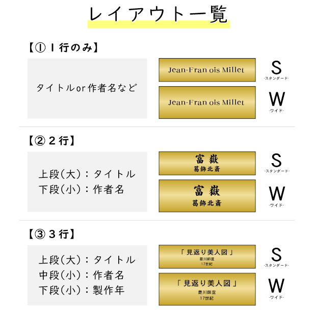 【刻印無料】額縁プレート キャプションボード S 真鍮風 ゴールド 表題 題名 タイトル 名前 ネームプレート展示 美術館 個展 絵画 製作物 展示物をおしゃれで素敵に見せる魔法の表示プレート 貼るだけシール式 金 文字は消えない彫刻式 アクリル製 (配送2)