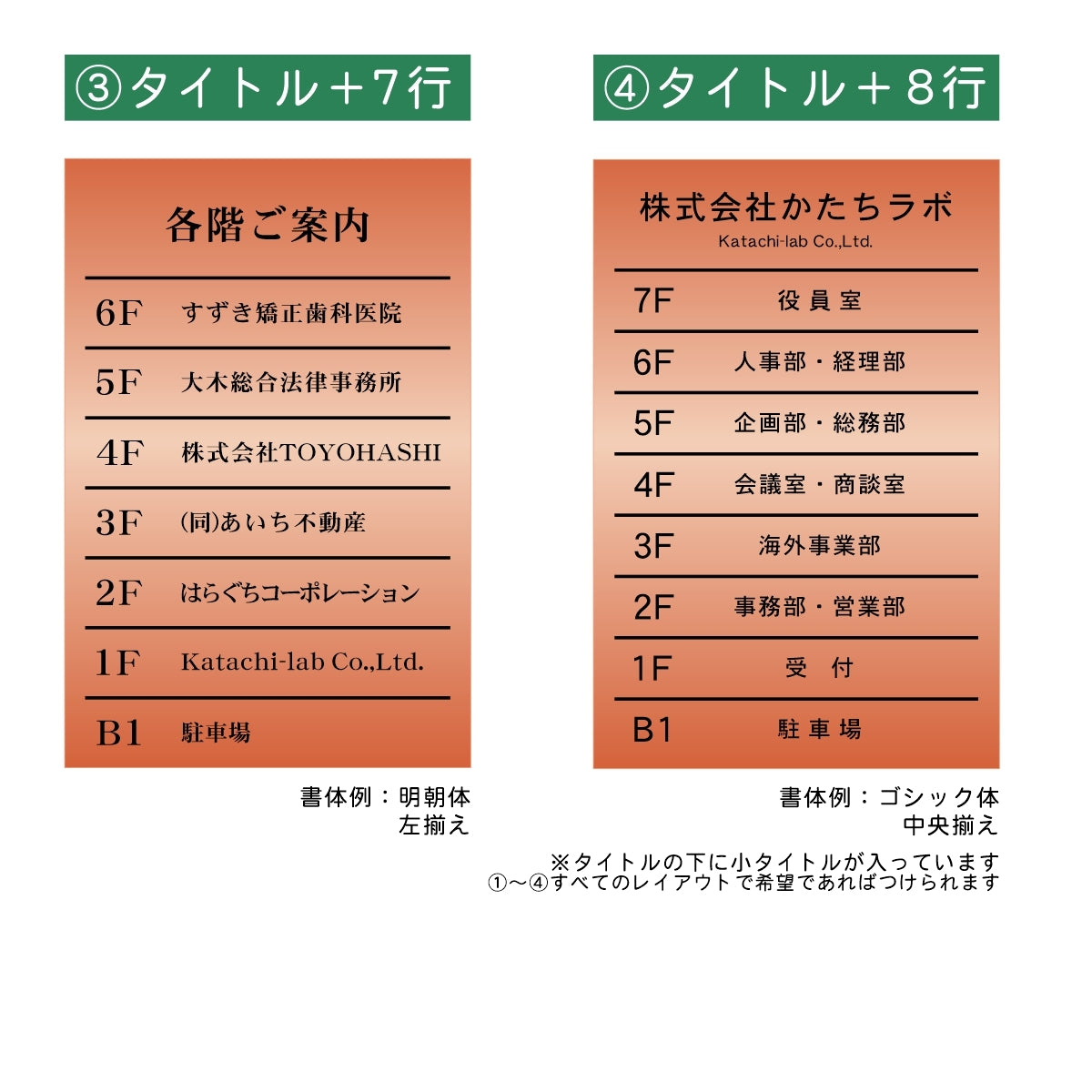 フロア案内板 銅板風 300×200 S 名入れ無料 校正付き ブロンズ ビルやテナントのサインボード、オフィスや事務所のインフォメーションサイン。エントランス 屋外対応の軽くて丈夫で送料無料 (配送4)