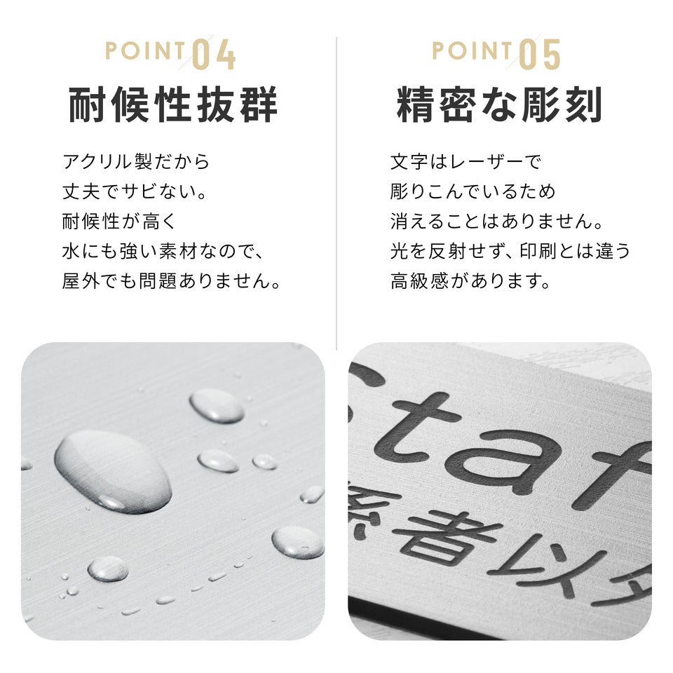 矢印 プレート 矢印型 表札 名入れ オーダー【好きな文字で製作】サインプレート ポスト 番地 宅配ボックス 方向 入口 出口 室名札 室名プレート 案内 表示 TOILET スタッフオンリー STAFF ONLY トイレマーク 防水 ドアプレート Arrow アロー ステンレス調 シール式 (配送2)