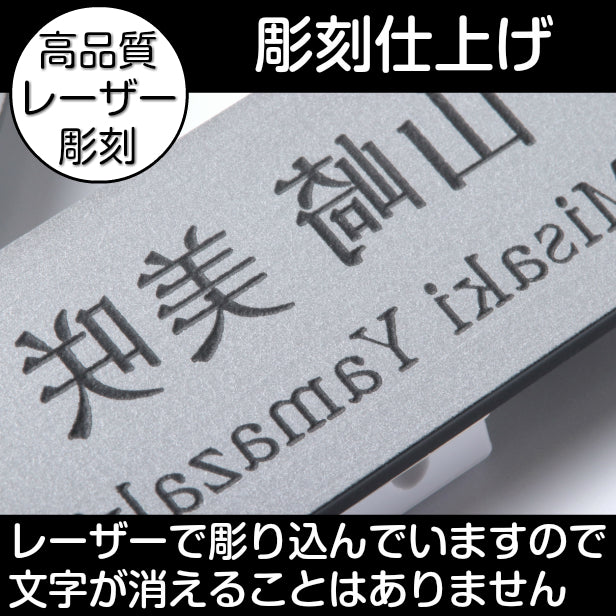 【反転文字】名札 ネームプレート ピン クリップ ステンレス調 シルバー 名前 オーダー 鏡文字 名入れ 美容室 エステサロン ネイルサロン 鏡越し ブライダル マツエク ミラー お店 イベント 白衣 NAME PLATE 銀 アクリル製 (配送1)