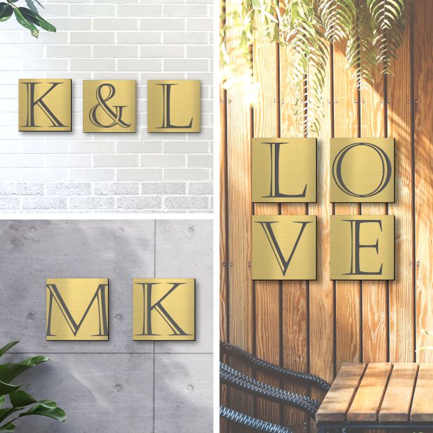 アートパネル art panel 【K】モダン おしゃれ 壁掛け イニシャル アルファベット アートボード 金属風 art board インテリア 真鍮風 ゴールド 金 正方形 四角 ピンフック対応 簡単取付 日本製 (配送4)