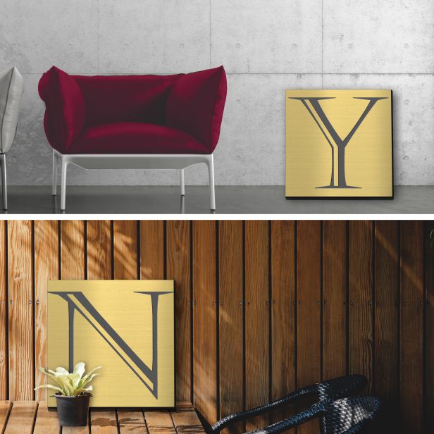 アートパネル art panel 【H】モダン おしゃれ 壁掛け イニシャル アルファベット アートボード 金属風 art board インテリア 真鍮風 ゴールド 金 正方形 四角 ピンフック対応 簡単取付 日本製 (配送4)