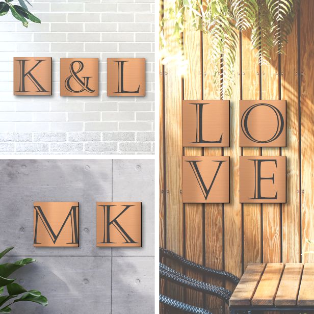 アートパネル art panel 【U】モダン おしゃれ 壁掛け イニシャル アルファベット アートボード 金属風 art board インテリア 銅板風 ブロンズ 銅 正方形 四角 ピンフック対応 簡単取付 日本製 (配送4)