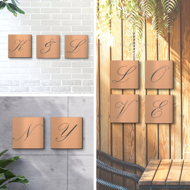 アートパネル art panel【Y】モダン おしゃれ 壁掛け イニシャル アルファベット アートボード 金属風 インテリア 銅板風 ブロンズ 軽くて丈夫 アクリル製 正方形 筆記体 ピンフック対応 簡単取付 日本製 (配送4)