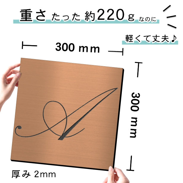 アートパネル art panel【Y】モダン おしゃれ 壁掛け イニシャル アルファベット アートボード 金属風 インテリア 銅板風 ブロンズ 軽くて丈夫 アクリル製 正方形 筆記体 ピンフック対応 簡単取付 日本製 (配送4)