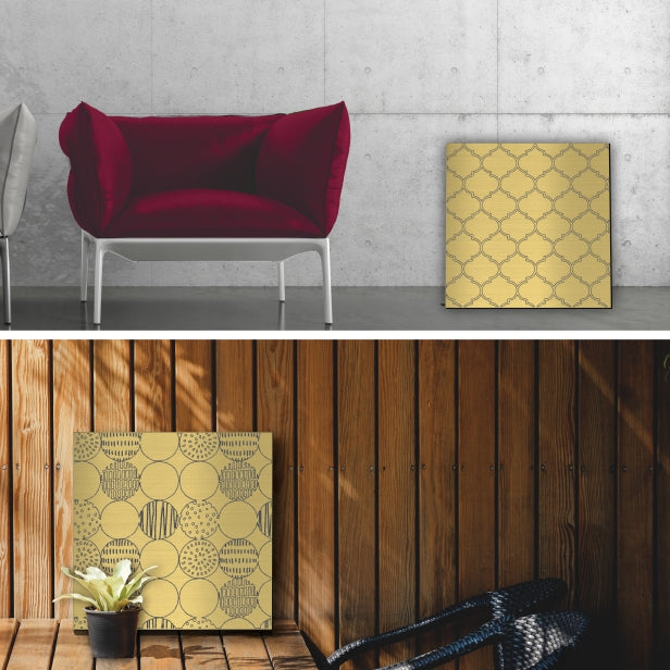 アートパネル art panel【18トロピカルリーフ-B】モダン おしゃれ 壁掛け 北欧 植物 リーフ 模様 アートボード 金属風 art board インテリア 真鍮風 ゴールド 金 四角 ピンフック対応 簡単取付 日本製 (配送4)