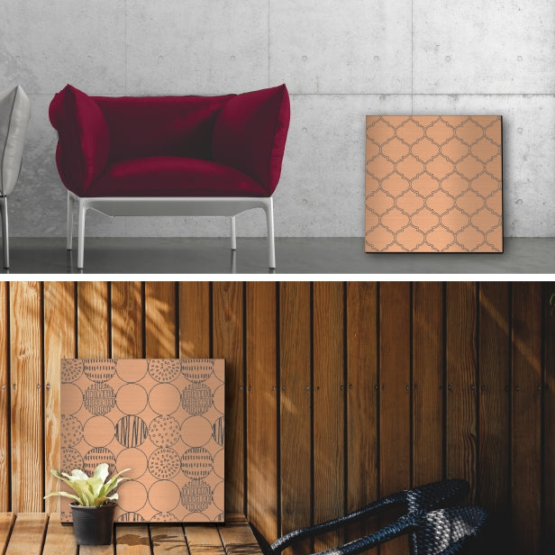 アートパネル art panel【06ヨーロッパ風】モダン おしゃれ 壁掛け 北欧 植物 リーフ 模様 アートボード 金属風 art board インテリア 銅板風 ブロンズ 銅 正方形 四角 ピンフック対応 簡単取付 日本製 (配送4)