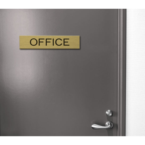 ドアプレート (OFFICE) ゴールド 真鍮風 オフィス 事務所 事務室 おしゃれ シンプル サインプレート ルームプレート ドア 室名 表示 プレート 表示サイン 会社 病院 お店 店舗 金 シール式 アクリル製 日本製 屋外対応 (配送2)