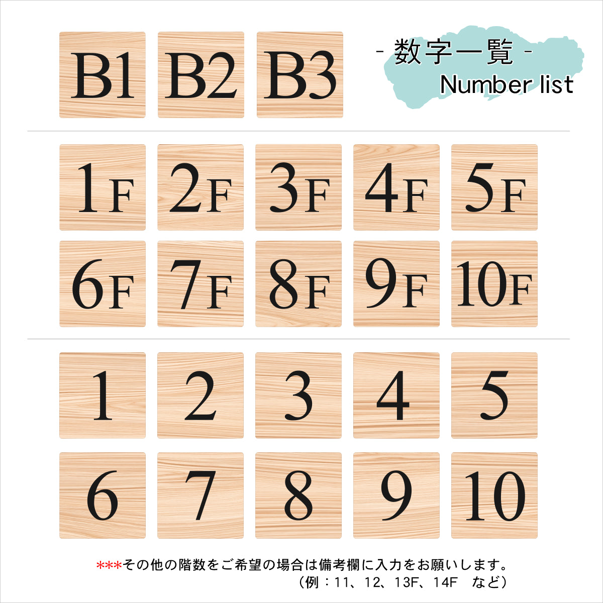 階数表示板 階段 数字 サイン 階数表示プレート 【150角】木目調 フェイクウッド 階数案内 メーカー 案内表示 軽くて丈夫 アクリル製 屋外対応 防水 テープ付き 貼るだけ 簡単設置 シール式 日本製 (配送2)