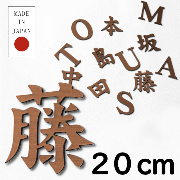 切文字 表札 20cm 漢字 ひらがな カタカナ (楷書体) ブロンズ 銅板風 