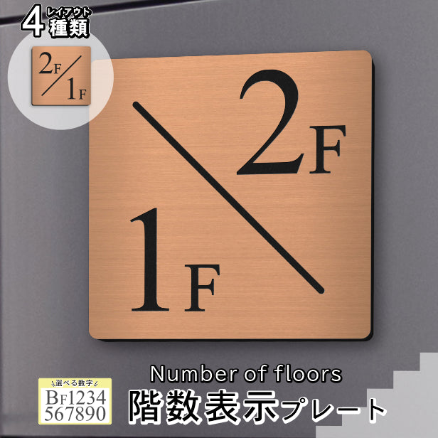 階数表示 階段 数字 サイン フロアナンバー オブジェ【150角】銅板風 