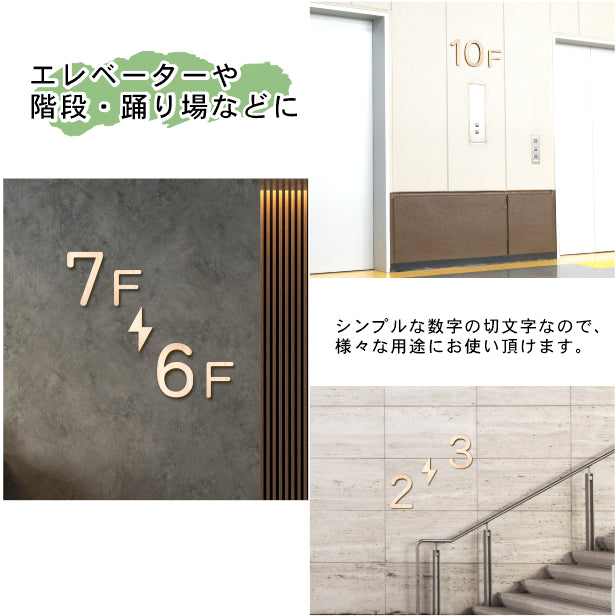 階数表示 数字 サインプレート 階段 階数表示プレート 丸ゴシック体 木製 国産ヒノキ 切文字 切り文字 切り抜き テープ付き 階数表示に最適 おしゃれ 天然木 あいち認証材 日本製 貼るだけ シール式 (配送2)