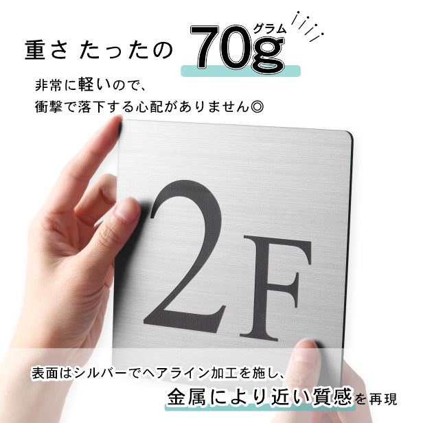 【楽天1位】【~12:00注文で当日発送】階数表示板 階段 数字 サイン 階数表示プレート【150角】ステンレス調 シルバー 階数案内 メーカー 四角 デザイン 銀色 軽くて丈夫 屋外対応 テープ付き 貼るだけでOK 簡単設置 シール式 日本製 (配送2)