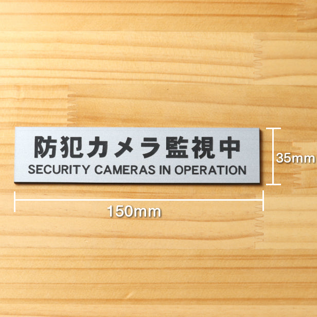 防犯カメラ監視中 英語付 サインプレート ステンレス調 シルバー おしゃれで雰囲気を損なわない防犯用プレート 監視カメラ いたずら防止 嫌がらせ対策に最適 銀色 屋外対応 水濡れOK 日本製 シール式 (配送2)