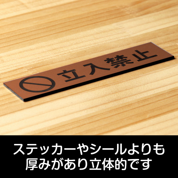 立入禁止 マーク付き サインプレート 銅板風 ブロンズ おしゃれな注意喚起プレート 出入口の立ち入り禁止表示や制限の案内表示として 軽くて丈夫 アクリル製 屋外対応 水濡れOK 日本製 シール式 (配送2)