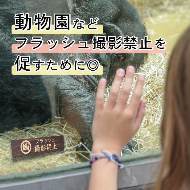フラッシュ撮影禁止 木製サインプレート ダークブラウン 国産ヒノキ スマホ 写真撮影 禁止案内 カメラ撮影 フラッシュ 注意書き 美術館 展覧会 案内表示 天然木 水濡れOK あいち認証材 日本製 シール式 (配送2)