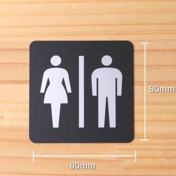 おしゃれ サインプレート 80角【トイレ お手洗 Toilets】トイレ お手洗い ドアプレート ピクトサイン toilet レディース メンズ 男女 立体 耐久 シンプルで高級感のある艶消しブラック オシャレ お手洗い 店舗やお店に最適 素材や加工も全て日本製 屋外対応 シール式 (配送2)