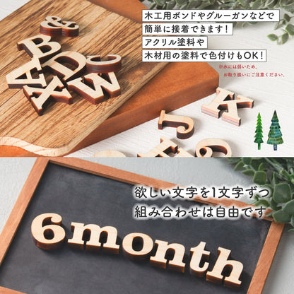 木製 アルファベット オブジェ【5cm】大文字 小文字 表札 手作り ウェルカムボード 切り文字 切文字 木 パーツ 手芸材料 ハンドメイド DIY イニシャル 前撮り 結婚式 ネームプレート 看板 プレート 【国産ひのき】 ヒノキ 日本製 クラレンドン書体 (配送1)