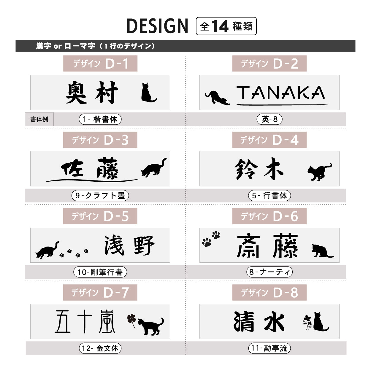 表札 猫【選べるレイアウト】S-L シルバー ゴールド ブロンズ 木目調 ねこ ネコ cat ネームプレート ネコの表札 おしゃれ マンション ポスト 戸建 外壁 門柱 ステンレス調 かわいい 屋外対応 シール式 レーザー彫刻 長方形 日本製 シール式 (配送2)