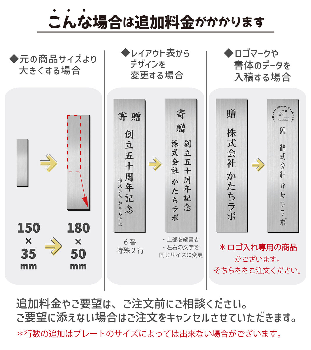 寄贈プレート 縦型 S 150×35 ステンレス調 シルバー 表題 題名 名入れ