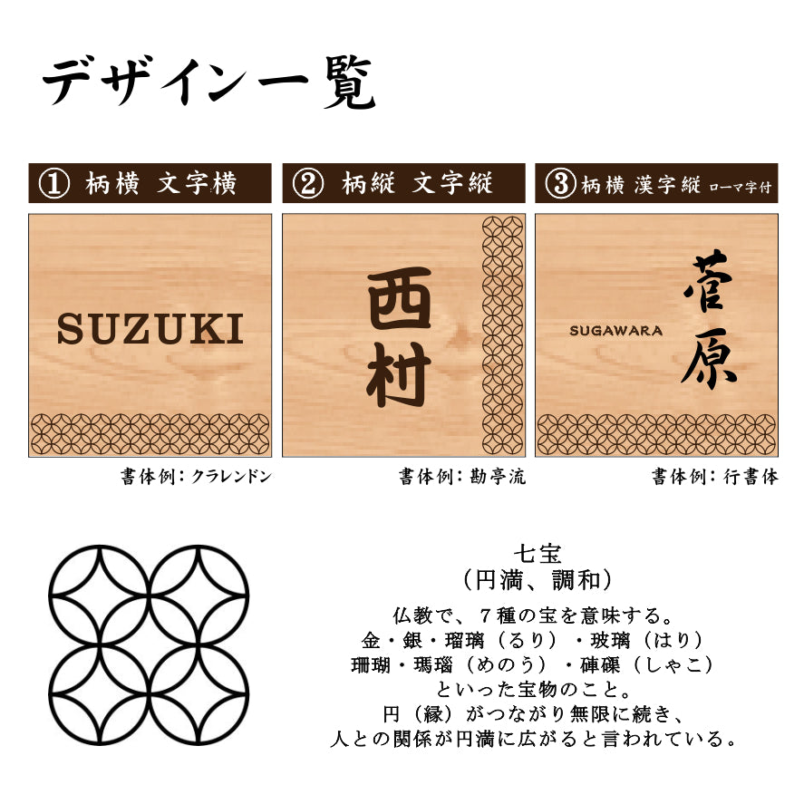 表札 木製【現代の名工 監修】七宝 風水でも良いとされる木製表札 日本 