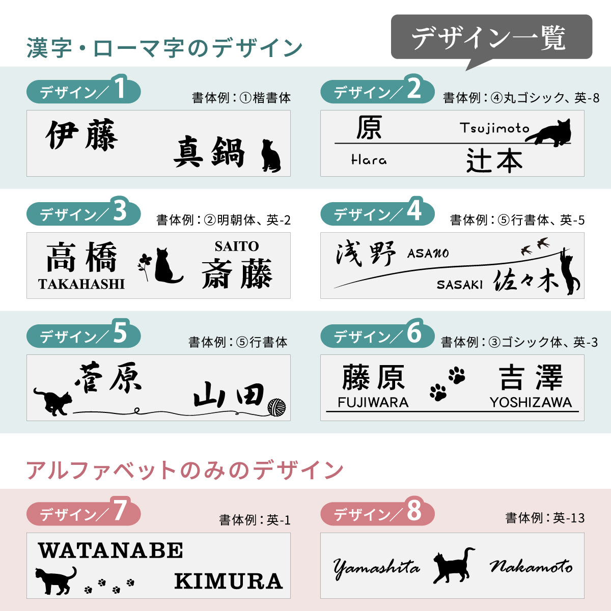 表札 二世帯 猫 S-L  ステンレス調 シルバー ゴールド ブロンズ 木目調 二世帯表札 ねこ ネコ 夫婦別姓 パートナー 2世帯住宅 同居 旧姓 2世帯住宅 同棲 にゃんこ オシャレ キャット cat マンション ポスト 戸建 門柱 外壁 アクリル製 レーザー彫刻 長方形 屋外対応 シール式 (配送2)
