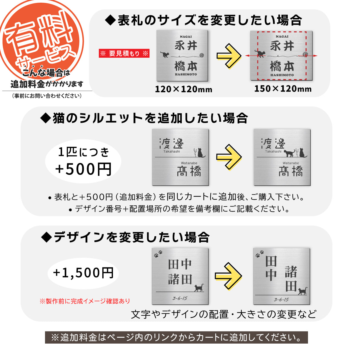 表札 二世帯 猫 SS-LL  ステンレス調 シルバー ゴールド ブロンズ 木目調 二世帯表札 ねこ ネコ パートナー 2世帯住宅 同居 旧姓 同棲 にゃんこ オシャレ キャット cat マンション ポスト 戸建 門柱 外壁 アクリル製 レーザー彫刻 長方形 屋外対応 シール式 (配送2)