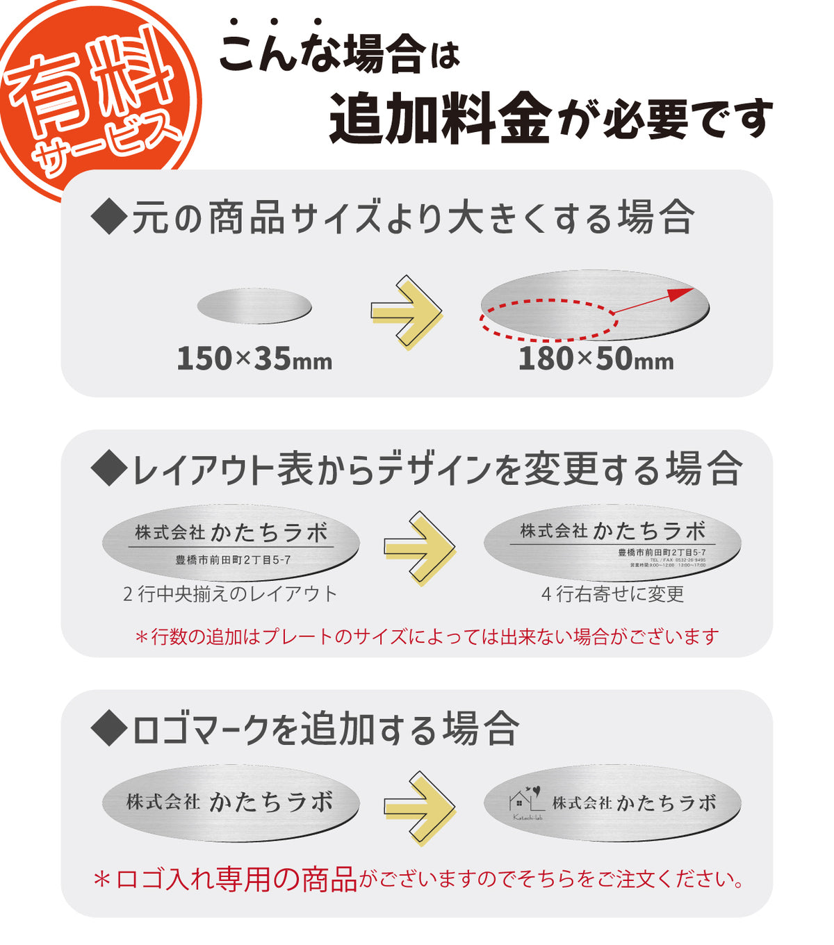 会社 表札 プレート【楕円 だえん】S-LL 金属調 シルバー ゴールド ブロンズ 木目調 オフィス表札 名入れ無料 刻印内容は自由 店舗 社名 事務所 看板 ポスト オーダー ステンレス調 真鍮風 銅板風 フェイクウッド ステッカー アクリル製 屋外対応 シール式 (配送5)