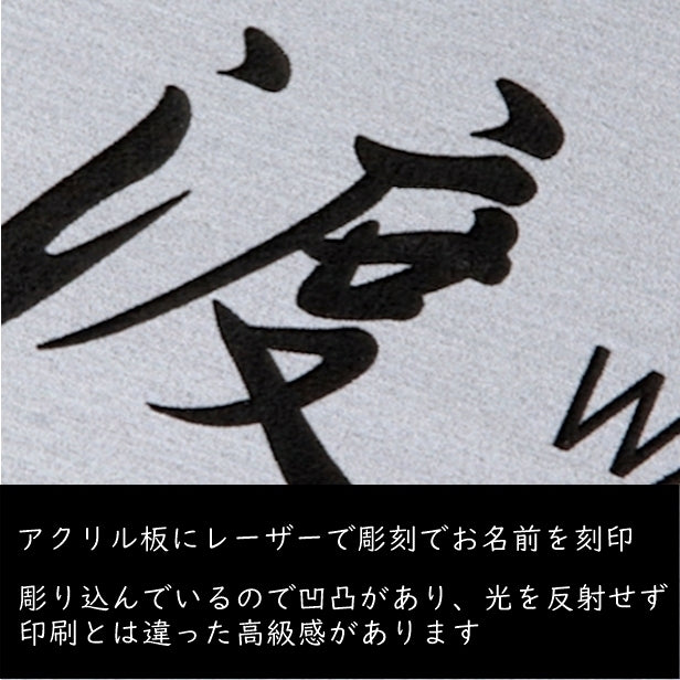 表札 (名字のみ) 180×84 L ステンレス調 シルバー 名入れ無料 戸建 マンションの表札として ドアや外壁に貼ったりポストの名前表示にも最適 反射の少ないマット仕上げ 錆びずにいつまでもキレイなアクリル製 シンプル モダン おしゃれ 銀 屋外対応 (配送2)