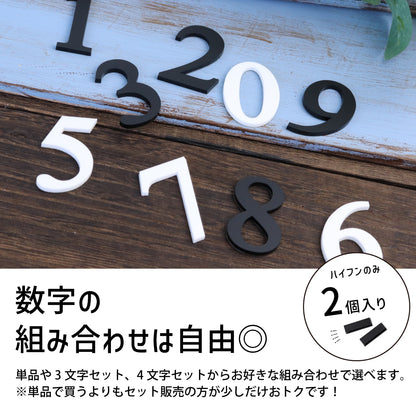 数字 番号 ナンバー 切文字 単品 セット販売 部屋番号 ルームナンバー ブラック ホワイト マット 艶消し 白 黒 モノトーン 立体 切り文字 ロッカー ホテル 室名 宅配ボックス ポスト アパート サインプレート アルファベット 屋外対応 錆びない シール式 (配送1)