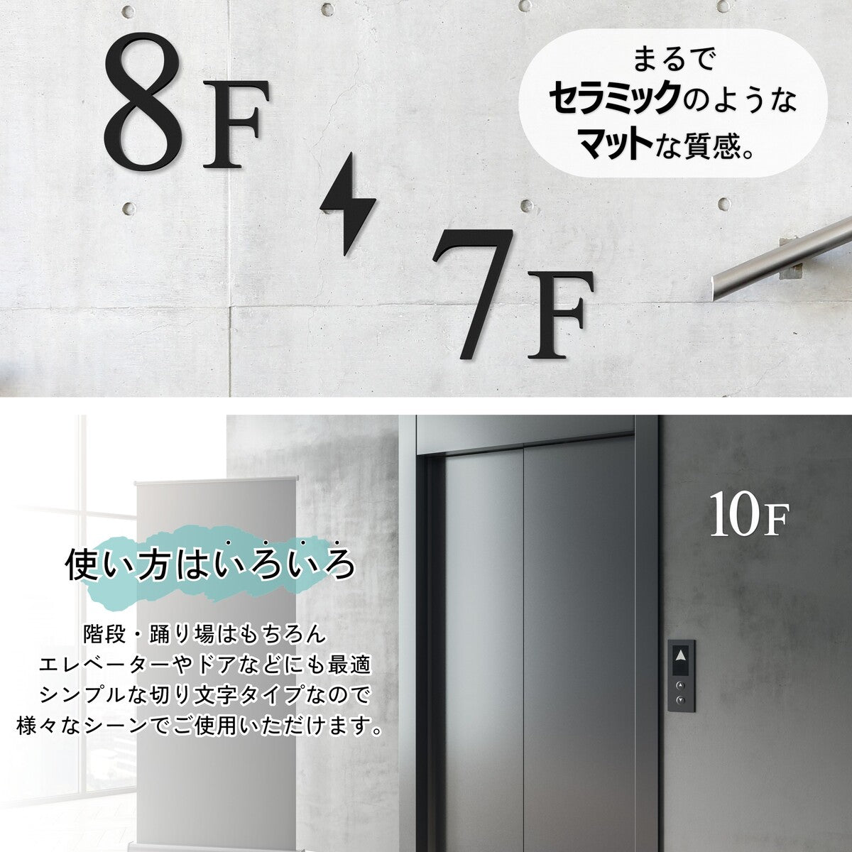 階数表示 選べる 2色 フロアサイン ブラック ホワイト 黒 白 タイムズニューローマン書体(Times New Roman) 単品 数字 番号 ナンバー 階数標示 サインプレート 切文字 フロアプレート 階段 表示 標識 標示 階数表示板 屋外対応 アクリル製 マット 艶消し 簡単貼るだけシール式 (配送2)
