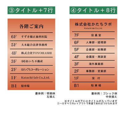 フロア案内板 銅板風 300×200 S 名入れ無料 校正付き ブロンズ ビルやテナントのサインボード オフィスや事務所のインフォメーションサイン エレベーターやマンションのエントランスにも 屋外対応の軽くて丈夫で錆びないアクリル製 レーザー彫刻 (配送4)