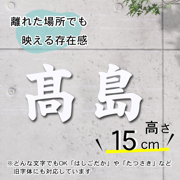 切り文字 表札 看板 15cm 漢字 ひらがな カタカナ アルファベット 記号