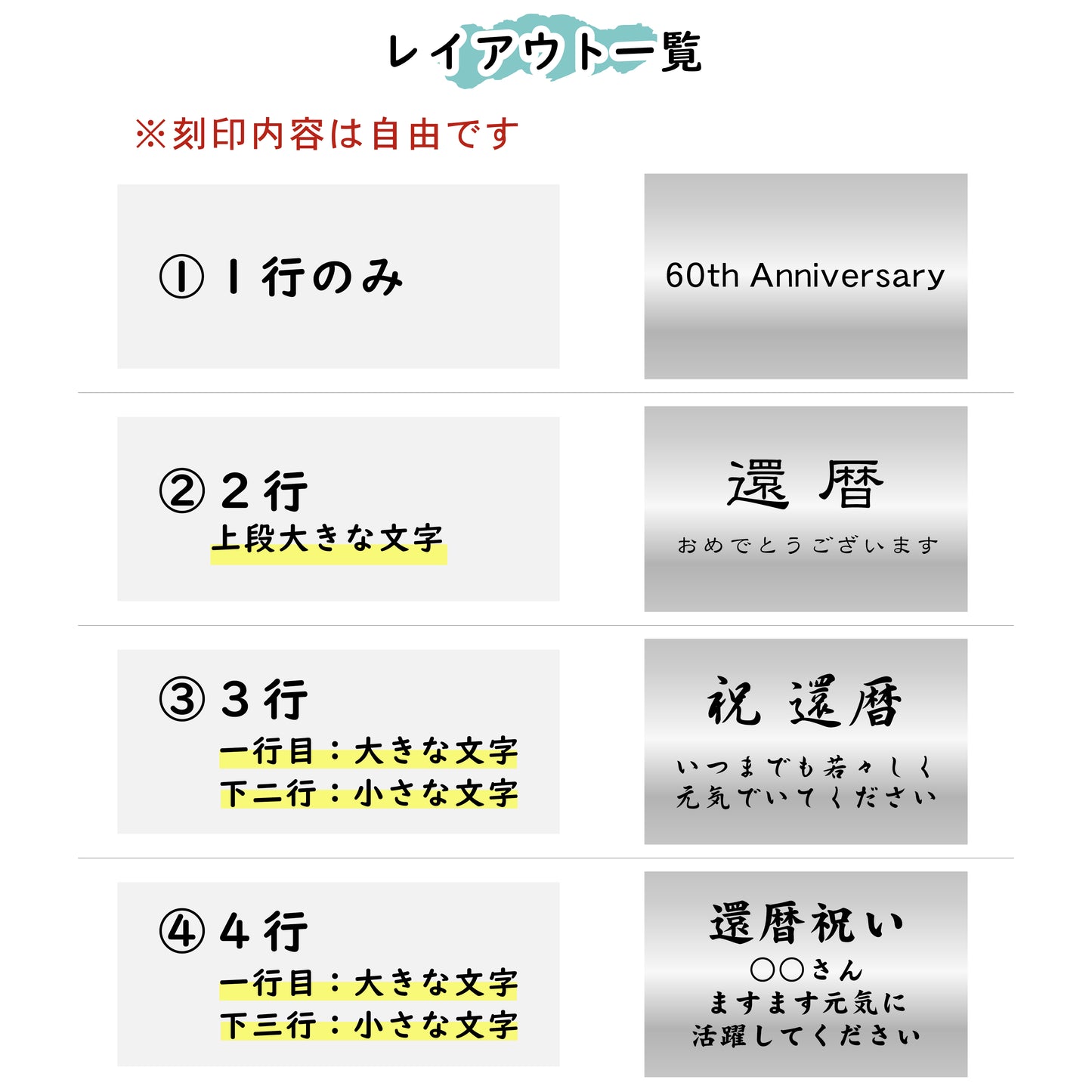 還暦プレート 還暦祝い ネームプレート【名入れ刻印無料】ステンレス調 シルバー L 110×70mm お祝い メッセージ 記念日 名入れ プレゼント ギフト 長寿祝い 古希 60歳 軽くて丈夫 錆びないアクリル製 貼るだけシール式 銀色 (配送2)