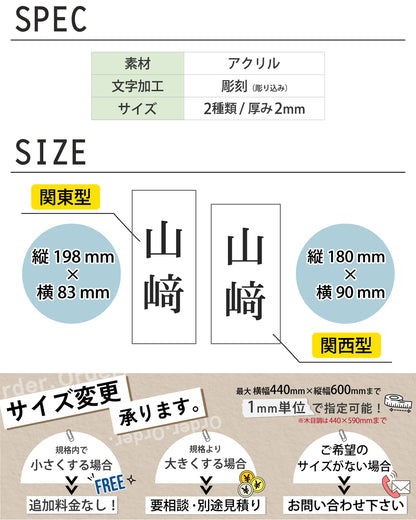 表札 リニューアル 縦 たて プレート ステッカー シール 金属調 シルバー ステンレス調 ゴールド 真鍮風 ブロンズ 銅板風 名入れ無料 古い表札 外壁 石の表札 門柱 中古住宅のリフォームやリノベーションに 屋外対応 アクリル 日本製  (配送2)