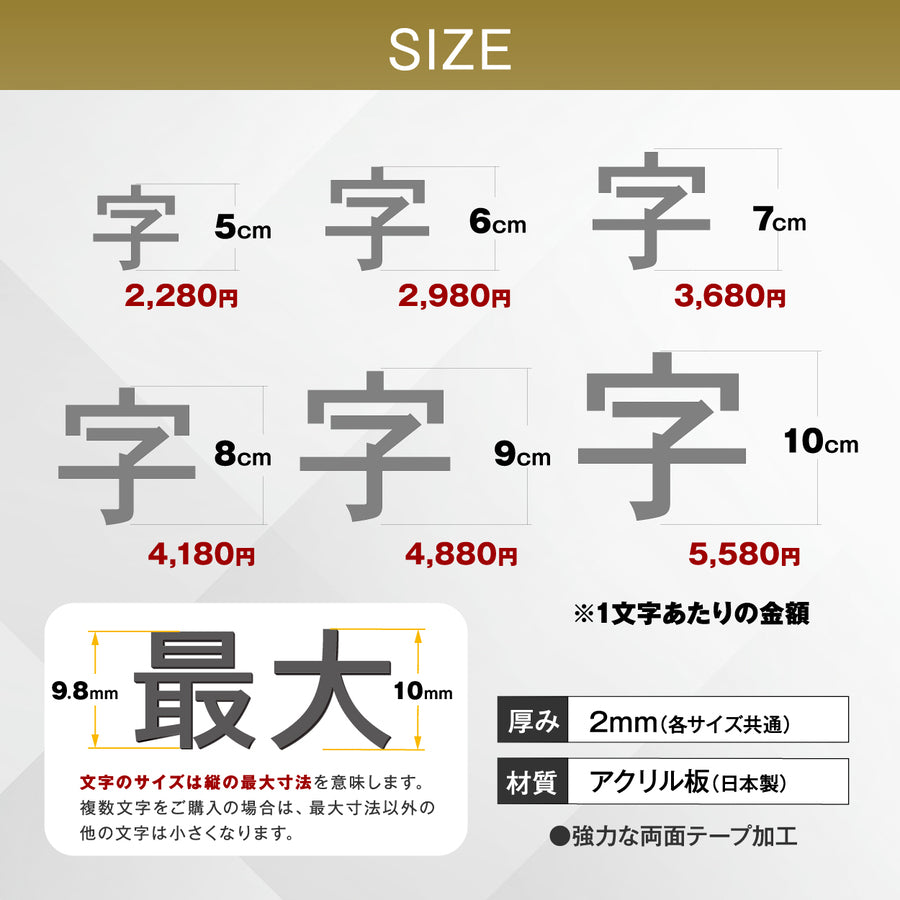 切り文字 表札 看板 5cm~10cm 漢字 ひらがな カタカナ アルファベット 数字 番地 記号 小さめ (ゴシック) ブラック ホワイト 艶消し マット 切文字 抜き文字 アイアン風 おしゃれ 軽い 屋外対応 シール式  (配送6)