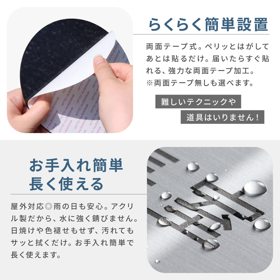 室名プレート 室名札 プレート 丸形 [15cm] 受付 会議室 応接室 待合室 事務室 休憩室 社長室 給湯室 御手洗い 更衣室 書庫 資料室 倉庫 相談室 管理室 部屋名 ステンレス調 サインプレート ルームプレート 室名表示 ネームプレート シール式 施工不要 屋外対応 (配送2)