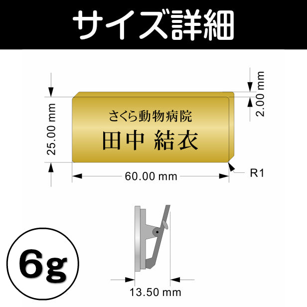 名札 ネームプレート ピン クリップ 真鍮風 ゴールド 名前 オーダー 名入れ 会社 学校 病院 薬局 オフィス クリニック 美容院 ネイルサロン ブライダル 飲食店 カフェ お店 事務 工場 社員証 イベント 学制服 作業着 白衣 金 アクリル製 (配送1)