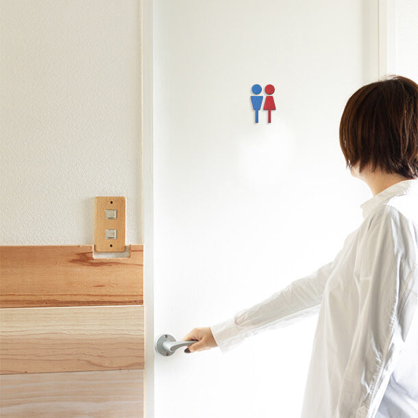 【3色】 木製トイレサインプレート [A] 【国産ヒノキ】 トイレマーク おしゃれ シール ステッカー ピクトグラム トイレ プレート かわいい デザイン 男女 表示プレート インテリア レストルーム TOILET 御手洗い あいち認証材 天然木 (配送2)