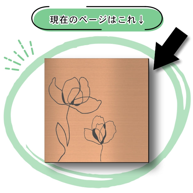 アートパネル art panel【14花ラインアート-B】モダン おしゃれ 壁掛け 北欧 植物 リーフ 模様 アートボード 金属風 art board インテリア 銅板風 ブロンズ 銅 軽くて丈夫なアクリル製 正方形 四角 ピンフック対応 wall hanging 簡単取付 日本製 (配送4)