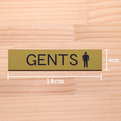 ドアプレート (GENTS マーク付) ゴールド 真鍮風 男子トイレ 男子 ジェンツ おしゃれ シンプル トイレサイン お手洗い 男 サインプレート ドア 室名 表示 プレート 表示サイン 会社 オフィス 病院 お店 店舗 金 シール式 アクリル製 日本製 屋外対応 (配送2)