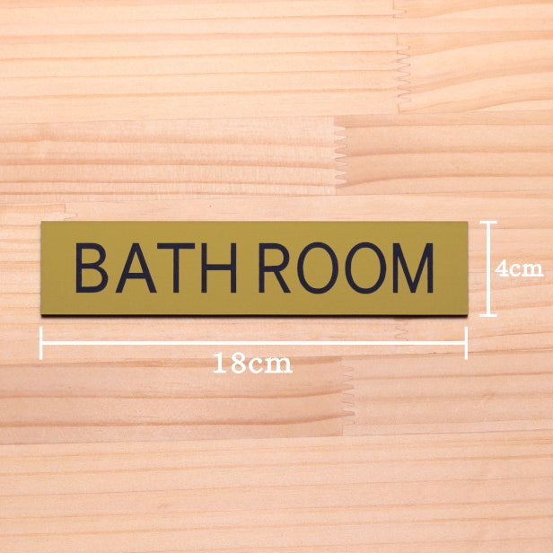ドアプレート (BATH ROOM) ゴールド 真鍮風 バスルーム お風呂 浴室 シャワー室 おしゃれ シンプル サインプレート ルームプレート ドア 室名 表示 プレート マンション ジム 自宅 病院 お店 店舗 金 シール式 アクリル製でいつまでも綺麗 日本製 (配送2)