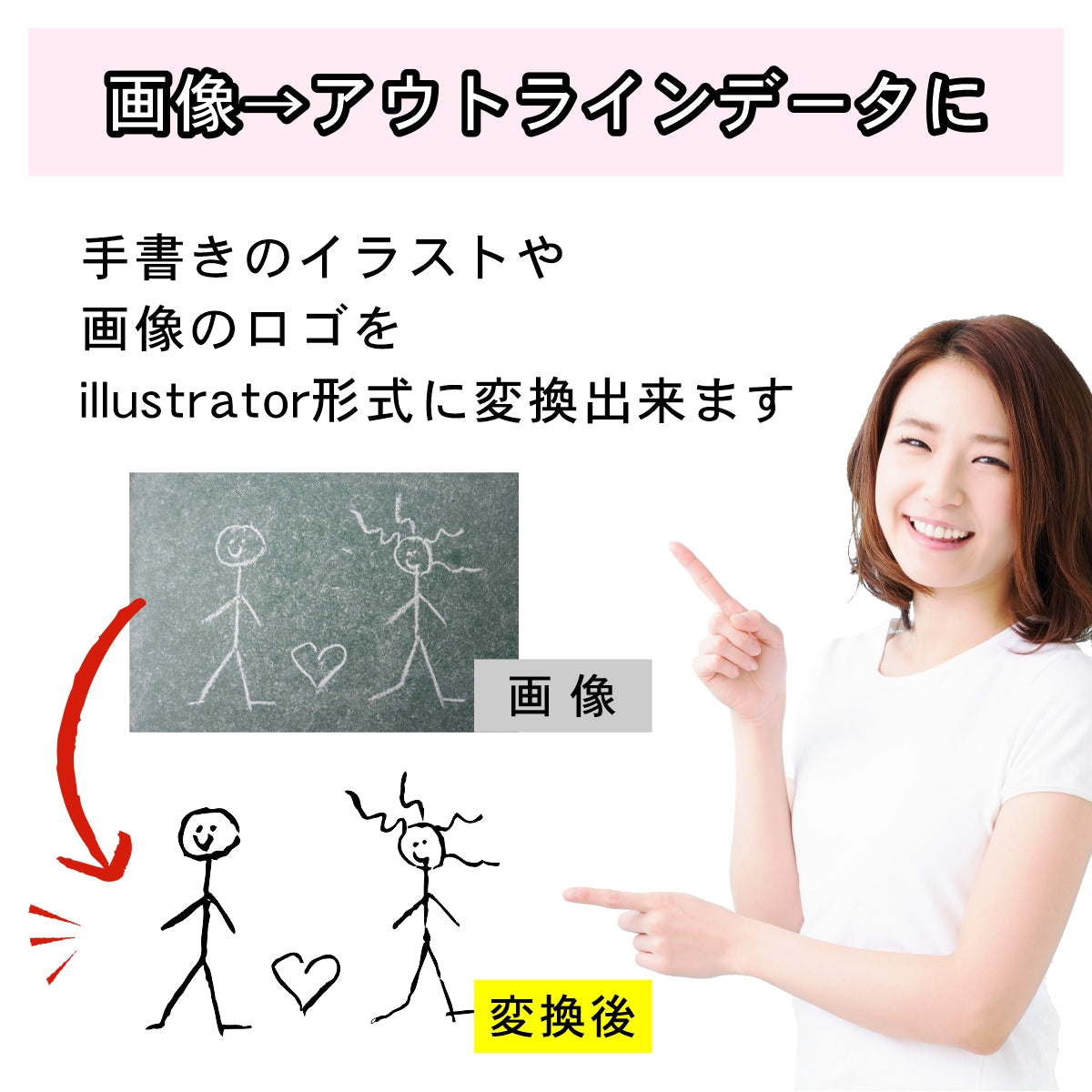 【単色画像の入稿で】ロゴや手書きのイラストをillustrator対応のパスデータ（線）に変換 ライブトレース 画像トレース イラレ イラストレーター ai jpeg jpg png pdf アウトラインデータ ロゴマーク データ作成 サービス 画像をデータ化 メール納品