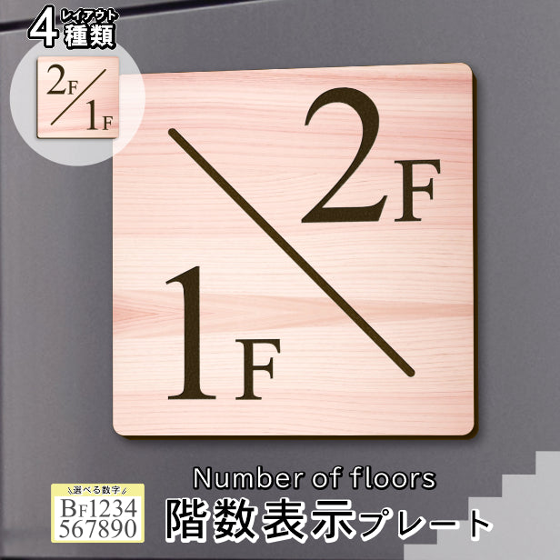 階数表示 階段 数字 サイン フロアナンバー オブジェ【150角】木目調 フェイクウッド タイムズニューローマン 数字 番号 ナンバー サイン 四角 角が丸い フロア 踊り場 階段 案内表示板 屋外対応 アクリル製 簡単シール式 日本製 (配送2)
