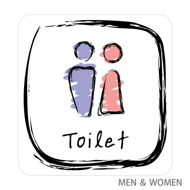 トイレサイン ドアサイン ピクトサイン ステッカー シール 手書き風 標識 TOILET ウォールステッカー 洗面所 ドア トイレマーク おしゃれ ピクトグラム サインプレート MEN WOMEN 車いす 化粧室 お手洗い カラー ピクトサインステッカー 扉 (配送2)