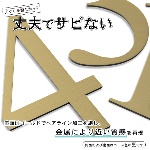 階数表示 ステンレス調 アクリル製 真鍮風 ゴールド タイムズニュー